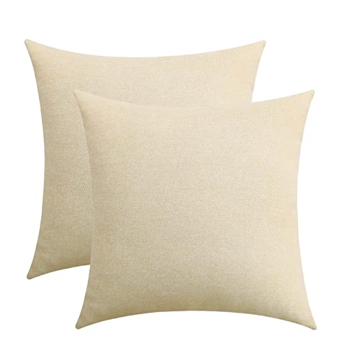 Jeneoo Decorative Beige White Kids Throw Pillow Covers Rustic Farmhouse Square Linen Burlap Soft Comfy Solid Ivory Cushion Couch Cases (Set Of 2, 12 X 12 Inches) #TOP14