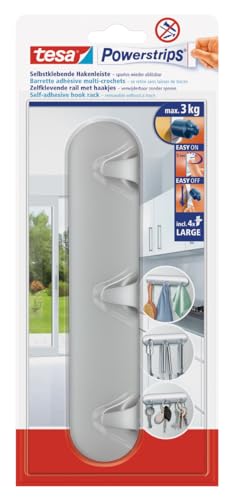 tesa Powerstrips Hakenleiste, matt-chrom - selbstklebender...