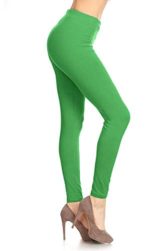 SXL128-KellyGreen Basic Solid Leggings, Plus Size