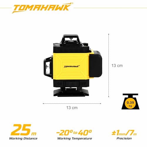 Image of TOMAHAWK LEV-1616-16 Lines Green Laser Level Pro - 4x360 4D Green Cross Self-Levelling Professional Laser Line for Construction with Two 360 Vertical /Horizontal Laser Level