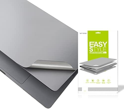VFENG Premium 6-in-1 3M Skin Decals Screen Protector for 2016~2022+ MacBook Pro 15 Inch with Touch Bar(Model: A1707/A1990)-Silver