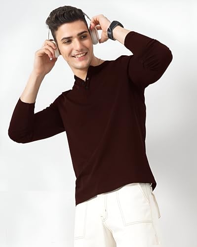Image of LAZYCHUNKS Luxury Men's Full Sleeve Henley T-Shirt - Soft, Breathable, Stylish (Men's Henley T-Shirt), Great for Party and Casual wear