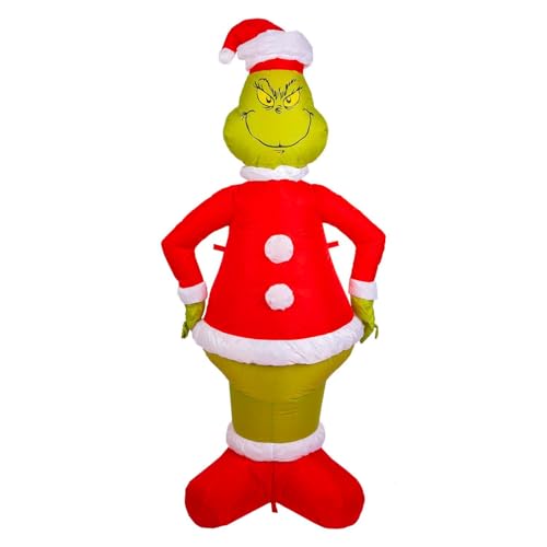 VFM e-Store - Grinch Christmas Inflatable Outdoor Decoration Dr Seuss Xmas Theme Fun Design - 150cm X 75cm Green X 1