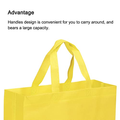 PATIKIL 30x40cm Reusable Gift Bags, 10 Pack Horizontal Style Non-Woven Grocery Tote Bag for Travel Storage Yellow - Image 4