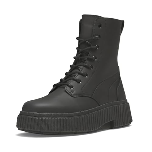 PUMA Womens Dinara Round Toe Lace Up Casual Boots Ankle Low Heel 1-2" - Black - Size 9 M2