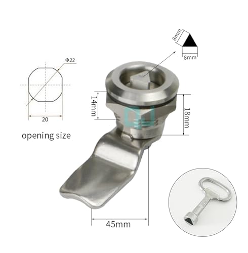 Serrure armoire distribution 22mm triangle inox résistant aux intempéries - 3