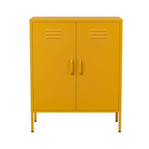 Lendo Online Aparador Metálico – Mueble de Almacenaje Industrial para Salón – 80x40x100 cm – Cómoda de Acero con Recubrimiento en Polvo (Amarillo)