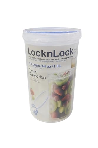 LOCK & LOCK Easy Essentials Twist Food Storage lids/Airtight containers, BPA Free, Tall-44 oz-for Pasta, Clear