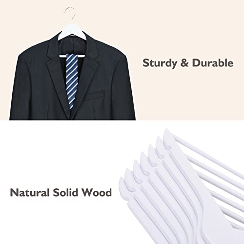 Edergoo Kleiderbügel Holz 30 Stück, Glatte Oberfläche Kleiderbügel Weiße mit 360 Grad Drehbar und SchulTerkerben, Starker & Dünn Holz Kleiderbügel Anzug für Erwachsene, 43.5cm Lang