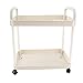 AUNMAS 2 Tiers Plastic Rolling Utility Cart with Wheels, Multi Functional Storage Trolley Mobile Shelf Rolling Storage Cart Organizer for Office Living Room Kitchen, White