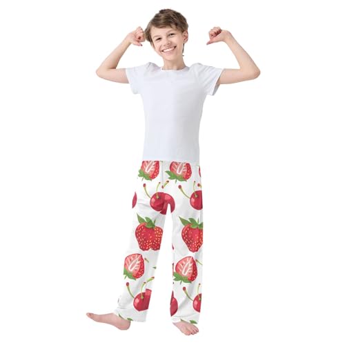 Strawberry Cherry Red Pajama Pants Long Sleep Pant Soft PJ Bottoms Sleepwear2