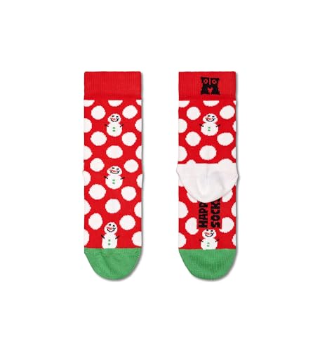 Happy Socks Kids Snowman Sock farbenfrohe und fröhliche Socken für Kinder Grün-Rot-Weiß (7-9Y)