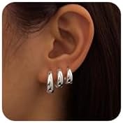 FUNEIA 3 Paar Creolen Silber 925/Gold Damen Ohrringe Silber 925 Set 14K Vergoldet Kleine Creolen Ohrringe Wasserfest Ohrringe Set Mehrere Ohrloecher Mini Goldene Silberne Creolen P