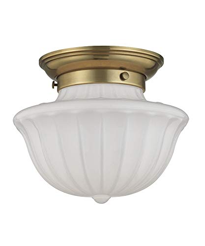 Hudson Valley Lighting 5009F-AGB Dutchess - One Light Small Flush Mount - 9 Inches Wide by 7.5 Inches High, Aged Brass Finish with White Glass