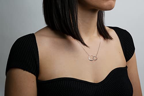 Suavell Sister Necklace - Sterling Silver Interlocking Double Circle Necklace - Birthday Gift for Sister - Maid of Honor Gift2