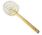 Sunrise Kitchen Supply 6' Round Brass Spider Strainer with Bamboo Handle