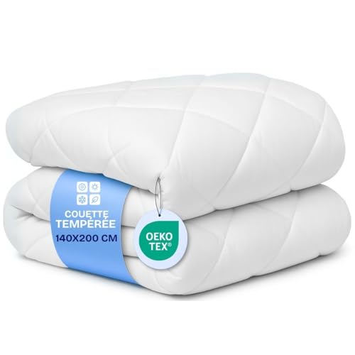 DREAMWAY Couette 140x200 cm Mi-Saison – Microfibre Douce 300g/m², Légère et Respirante, Hypoallergénique, Certifiée Oeko-Tex – 1 Personne
