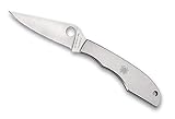 Spyderco Grasshopper Folding Knife - Stainless Steel Handle with PlainEdge, Full-Flat Grind, 3Cr Steel Blade and SlipJoint - C138P