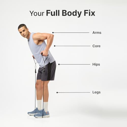 Image of CULT Resistance Tube with Foam Handles, Door Anchor for Exercise & Stretching | Suitable in Home & Gym Workout for Men & Women | Heavy-Duty Toning Band (Black, Extra Heavy Resistance 15-18 Kg)