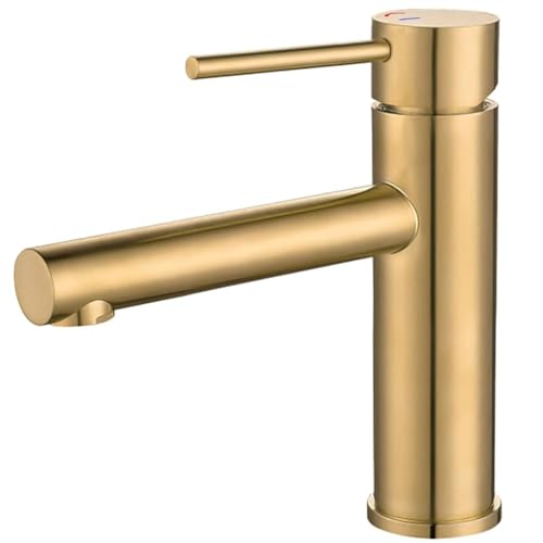 Robinet mitigeur lavabo VALAZ Nansa or mat pour eau froide et chaude