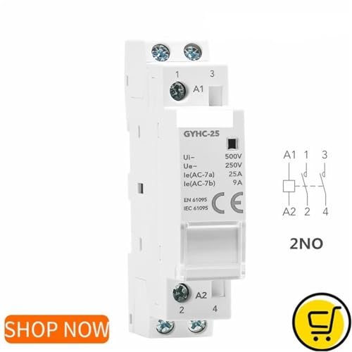 Contacteur de commande rail DIN 2P 20A pour gestion eau chaude 220V - 2