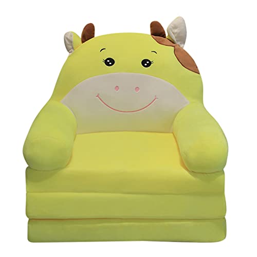 Sofá plegable de felpa para niños, respaldo 2 en 1, sofá plegable para niños, bonito sofá perezoso, sofá cama plegable para sala de estar, dormitorio, sin relleno de forro (YE2, talla única)