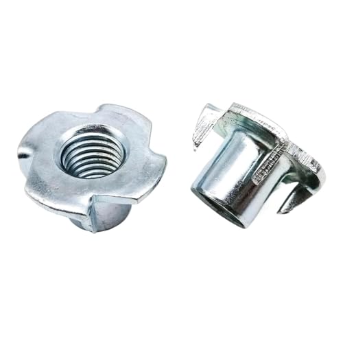 2/10/20 pezzi M4 M5 M6 M8 M10 M12 Dado for altoparlante a quattro griffe in acciaio spesso con inserto cieco a T for mobili in legno Lunghezza = 6-17 mm(20pcs M6x8)