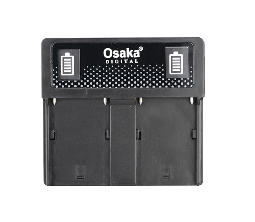 Image of Osaka Dual Charger | Dual Slot Fast Battery Charger for Sony NP-F Series (F550 /F750 /F970) | LED Indicator Smart Charging Dock | Portable Compact Camera Battery Charger with Overcharge Protection