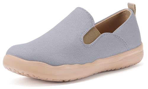 Women's Slip-on Loafers Comfortable Lightweight Wide Toe Box Sneakers Canvas Flats Non Slip Casual Walking Shoes,40 Grey