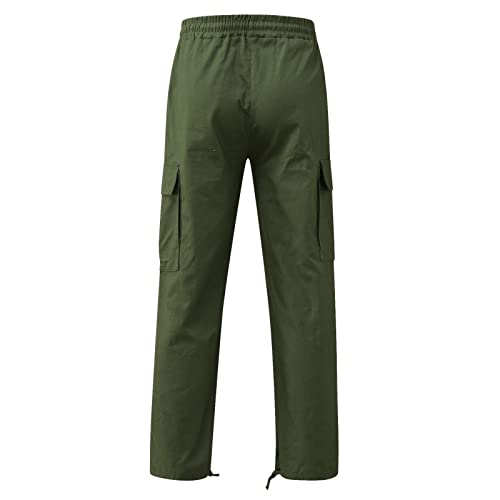 Homens Sólidos Casuais Múltiplos Bolsos De Calça Reta De Calças Retas Ao Ar Livre Com Calças De Trei