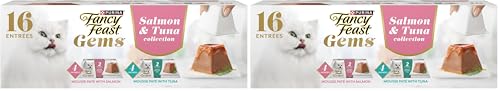 Image of Fancy Feast Gems Pate Cat Food Mousse Salmon or Tuna and a Halo of Savory Gravy Wet Cat Food Variety Pack - 8 ct. Boxes (Pack of 2)