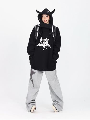 Pooyikoi Women Streetwear Sweatpants Drawstring Elastic Waist Loose Wide Leg Joggers Y2k Star Print Pants Harajuku Trousers3