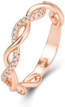DUAN Twist Ring for Women Fashion 14K Solid Rose Gold Stack Twisted Ring Wedding Party Women Jewelry Size（6-10） (US code 7) image 5