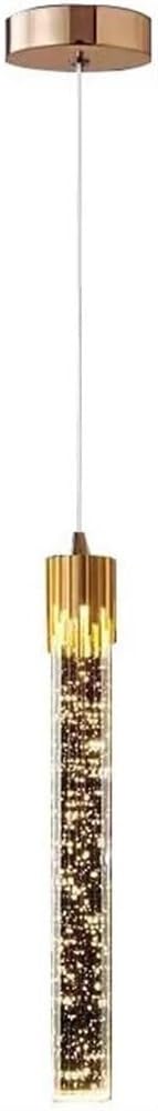 ARPET Modern Chandelier 1-Light Gold Ceiling Fixture Long Tube Crystal Pendant Lighting for Kitchen Island Living Room Bedroom Dining Room Foyer Ceiling Lamp