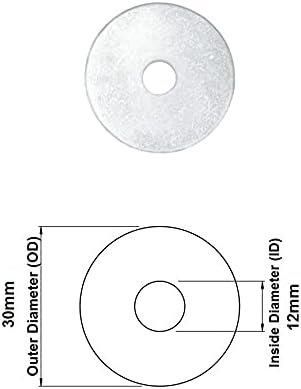 TERF® 25 Pcs Zinc Plated Steel M12 / 12mm X 30mm Flat Repairs Penny Washers Mudguard Fender Washer 12mm Hole and 30mm Out Side Large Diameter - Image 3