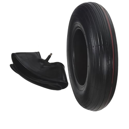 ERPINA® Schubkarrenreifen mit Schlauch Reifen Komplettset 4.80/4.00-8 - für Schubkarre, Bollerwagen & Garten 400×100 4PR - robuste Ersatzrad-Lösung Mantel mit Schlauch 4.80/4.00-8