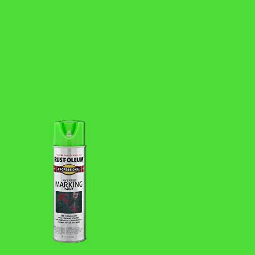 Image of Rust-Oleum 207464 Professional Inverted Marking Spray Paint, 15 oz, Fluorescent Green
