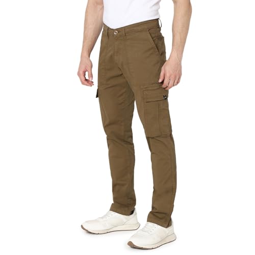 Image of Spykar Men's Regular Fit Mid Rise Pants
