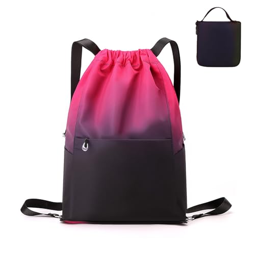 RisePlus Turnbeutel Damen Herren Kinder, Wasserdichter Sportbeutel mit Kordelzug, Faltbar & Große Kapazität, Kordelzugbeutel für Fitness, Schwimmen, Reisen, Sportrucksack in Verschiedenen Farben