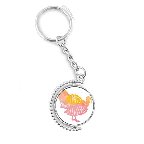 Porte-clés rotatif Turquie Aquarelle Thanksgiving Day anneau keyholder multicolore