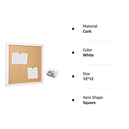 Corkboards For Wall, Cork Board Bulletin Board For Walls With Frame Cork Board Tiles,12"X 12" Thick Square Wall Tiles Small Framed Cork Tiles For Office,School, Home Holiday Decor (White, 12 * 12In) #TOP5