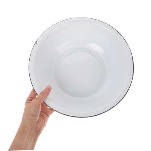 Set de 2 Tazones Grandes de Esmalte Blanco Vintage con Borde Rojo miniatura 3