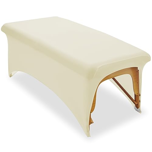 Stretchy Lash Bed Cover for Lash Extension Bed Protective Spa Treatment Sheet Set for Lash Bed Topper or Massage Bed (Beige)
