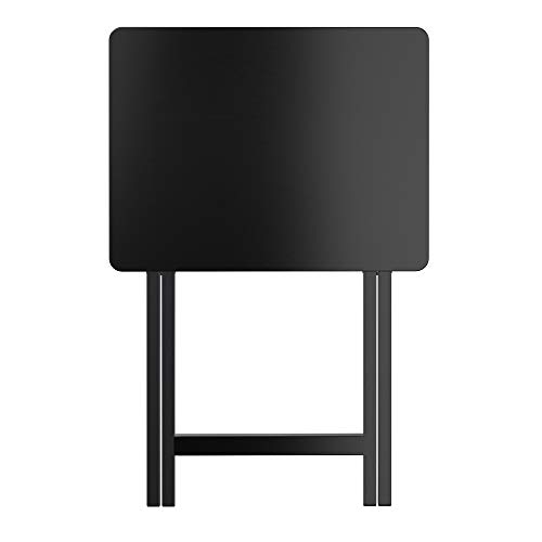 Image of Winsome Alex Set of 4 Foldable Snack Tables with Storage Rack, Black, 26 inch | Easy to Store Portable Fold Up Table Set for Kitchen, Living Room TV Dining, Crafts, Puzzles, Work From Home