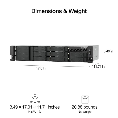 Image of QNAP TS-855eU-RP-8G-US 8 Bay High-Speed 2U Short-Depth rackmount NAS with Dual-2.5GbE, Intel Atom CPU, Redundant 300W PSU, 8GB DDR4 Memory and 8-core Computing Power (Diskless)