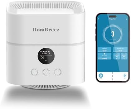 HomBreez Air Purifier and Humidifier Combo for Bedroom, Covers Up to 200ft², H13 True HEPA Filter, 500ML Water Tank, Quiet Cool Mist Top Fill Essential Oil Diffuser for Baby, Pet Room, APP Control