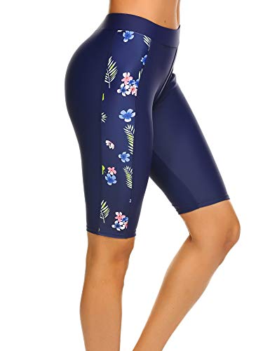 Ekouaer Women Long Board Swim Wear Surf Shorts Capri Swim Leggings Rashguard Swim