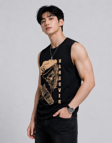 Image of JUGULAR Tank Tops Sleeveless T-Shirt for Men Gym Wear Vest Solid Stylish Round Neck Running for Sports Workout Fitness & Casual or Beach Wear