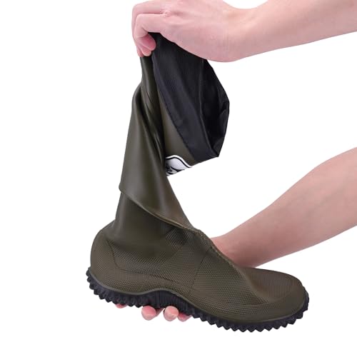 JOMIX Unisex Gummistiefel Damen Herren Faltbar Hoch Regenstiefel Wasserdichte Rutschfest Leicht PVC Stiefel Garten Regenschuhe (YXW2507, Grün, 38-39 EU)