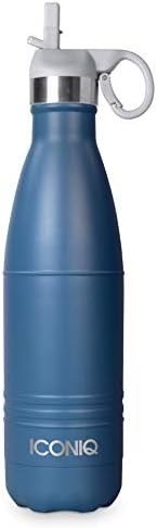 ICONIQ Stainless Steel Vacuum Insulated Water Bottle with Pop Up Straw Cap, 17 Ounce (Space Blue)